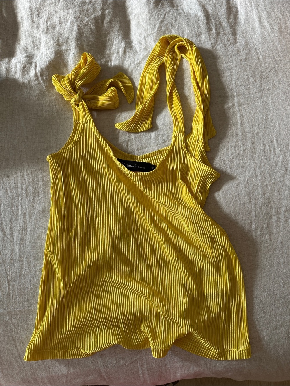 Yellow Tie-Shoulder Women's Tank Top - Summer Scoop Neck, Never Worn
